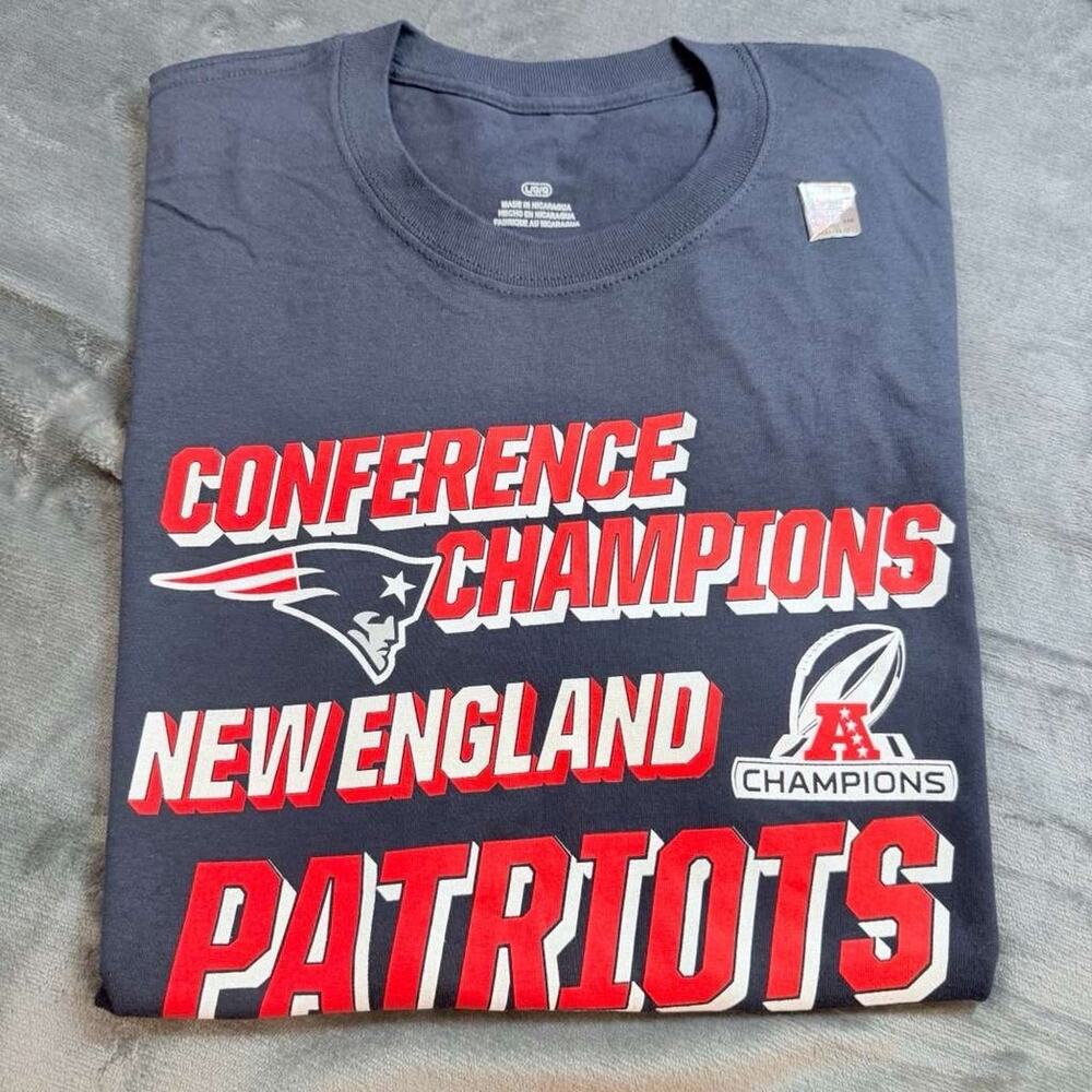 NWT New England Patriots Conference Champions, NFL, Mens T-Shirt, Blue Sz L